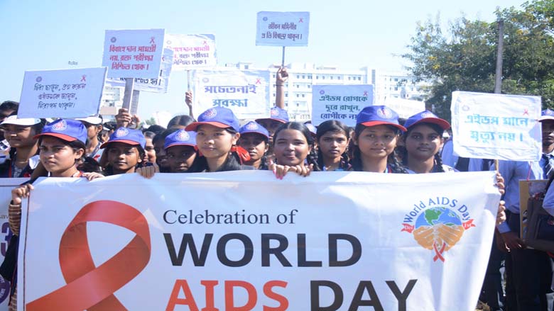 AIDS day rally at Umakanta Academy school on December 01