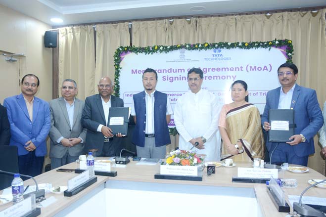 Government of Tripura signs MoU with TATA technologies for upgradation of ITIs here in Agartala on November 20