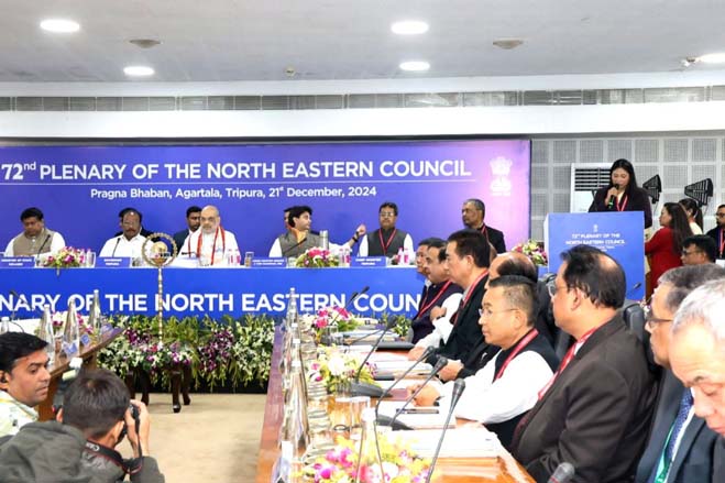 Union Home Minister Amit Shah Inaugurates 72nd  NEC Plenary in Pragna Bhawan at Agartala on Decm 21