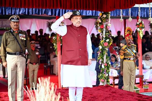 Union Home Minister and Minister of Cooperation, Shri Amit Shah addresses the 59th Raising Day ceremony of Border Security Force (BSF) as the chief guest in Hazaribagh, Jharkhand today